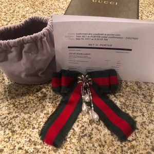 Gucci Grosgrain Brooch Red And Green